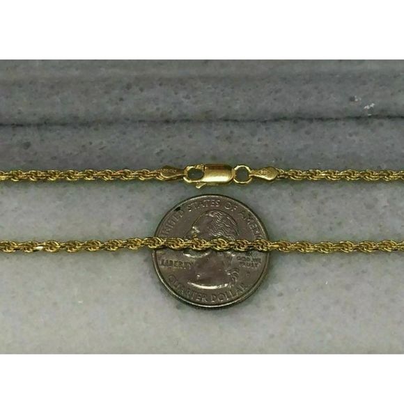 Real 925 Gold Rope Chain 3MM 20” Brand New - Picture 1 of 3